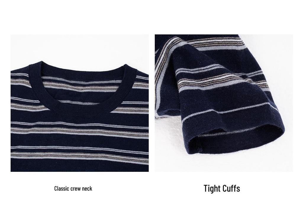 Women's Lightweight Striped Wool Pullover Sweater & Scarf Set - Anti-static, Machine Washable