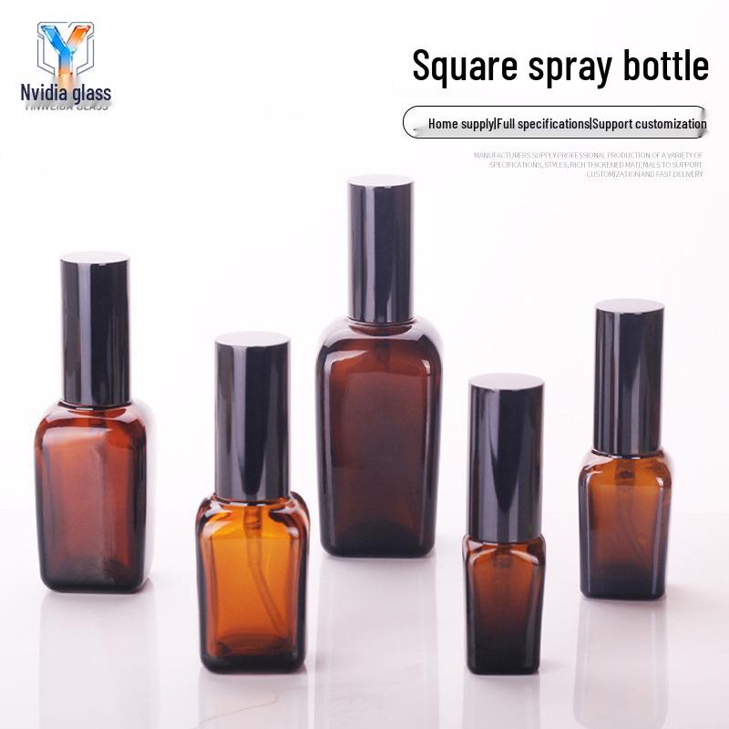 

10ml Light-Proof Brown Square Bottle for Essential Oils & Sprays 10ml; Brown Square Bottle + Spray Pump; Glass