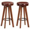 Day and Night - Day and Night Kitchen Stools 2 Pcs Genuine Leather Solid Acacia Wood