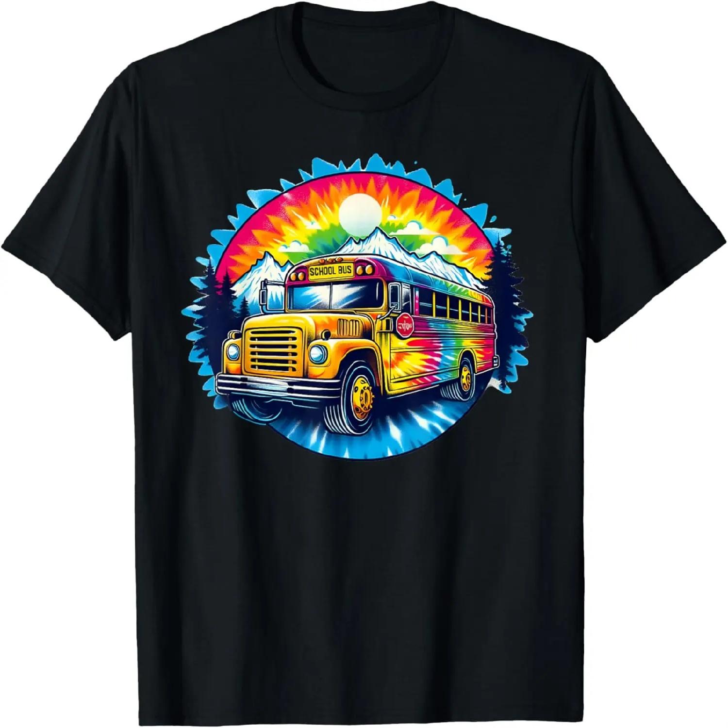 

Retro Tie Dye School Bus Mountain Adventure Summer Road Trip T-Shirt XXXXXL різнокольоровий