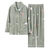 In the Elderly Pure Cotton Pajamas Women's Spring and Autumn Long-sleeved Middle-aged Mother Large Size Cardigan Set Old Lady Loungewear