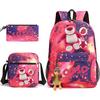 Large Capacity Schoolbag with Shoulder Strap; Student Three-piece Pencil Case Set