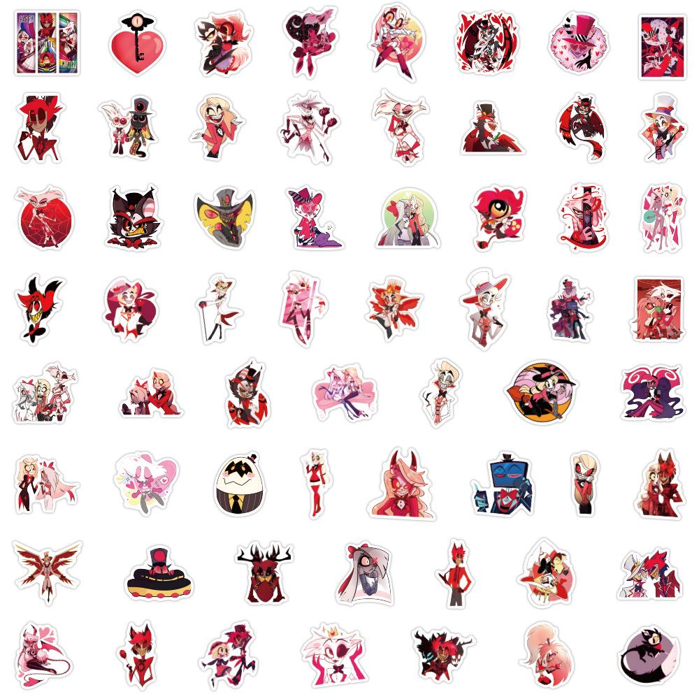 60-Piece Hazbin Hotel & Helluva Boss Cartoon Graffiti Waterproof Stickers for DIY, Phone, and Computer