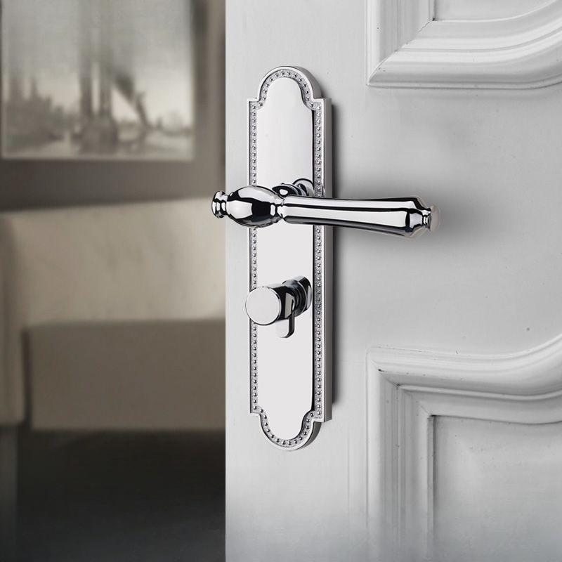Bright Silver Indoor Silent Door Lock Nordic Light Luxury Bedroom Split Door Handle Lock