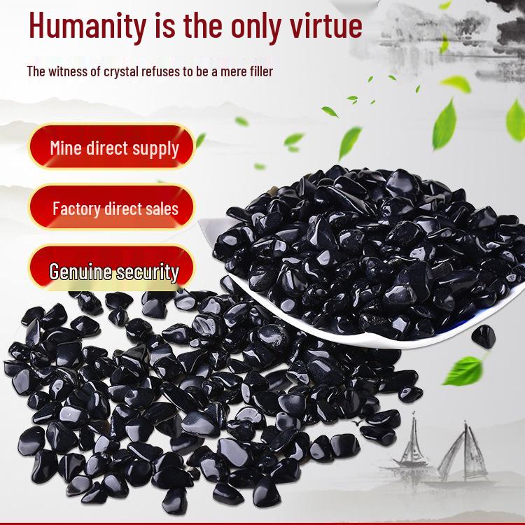 Black Obsidian Crushed Stone Ornament for Fish Tank Purification and Landscaping