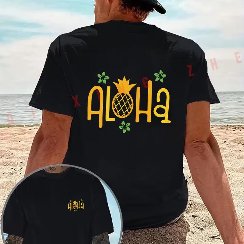 ALOHA with Tropical Flowers Womens Sports Short Sleeve TShirt Summer Short Sleeved Harajuku Streetwear Tops Aesthetic Clothes