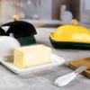 Ceramic Butter Dish with Lid Western Cheese Butter Box with Stainless Steel Butter Knife Restaurant Decorative Kitchen Supplies