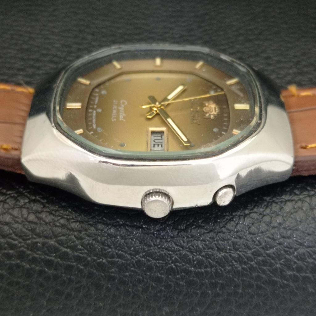 AUTOMATIC VINTAGE ORIENT CRYSTAL JAPAN 46941 MENS ORIGINAL DIAL WATCH A703332-1 R213b-a703332