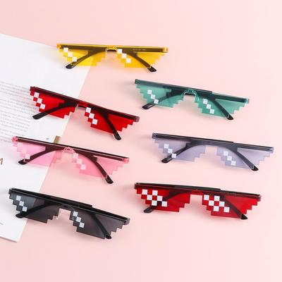 Funny Halloween Cosplay Gamer Robot Sunglasses Party Glasses Pixelated Mosaic Glasses Shades