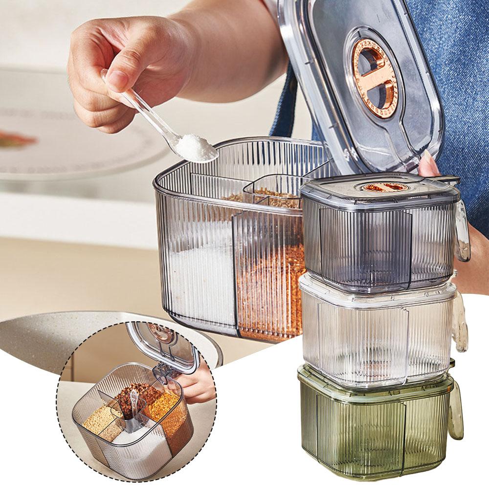 4-in-1 Seasoning Box Multipurpose Sealed Spice Jar With Lid Kitchen Storage Tool