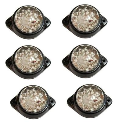 6 Pcs Round Clear LED Rear Side Marker Indicator Lights 12V for Truck Trailer RV Boat Cab Marker Brake Stop Lamp
