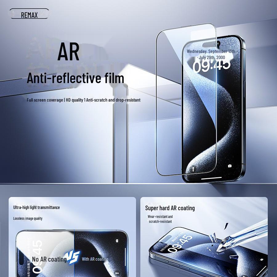 REMAX AR Entspiegeltes HD Panzerglas für iPhone 15 - Kratz- & Sturzsicherer Telefonschutz