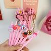 10Pcs Cute Sweet Pink Ballpoint Pen Cartoon Press Pen 0.7mm Black Ink School Supplies Stationery Funny Pens Exam Signature Neutral Pen