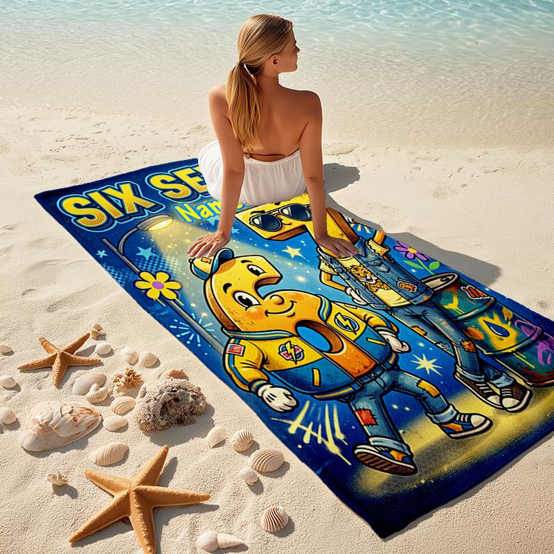 1PC Custom Name "Six Seven Adventure" Beach Towel Highly Absorbent And Sand-Resistant Towel for Swimming, Pool, Yoga, And Travel Lightweight