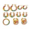 Trendy Gold-Plated Colorful Diamond Hoop Earrings for Women