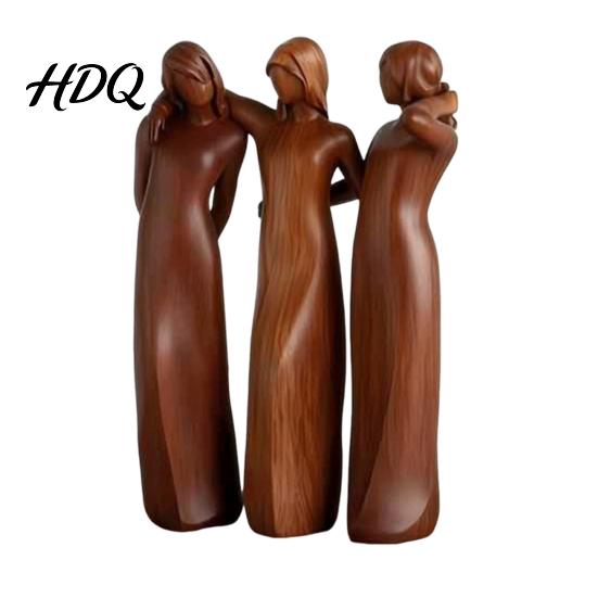 Accenti Decorativi per Davanzale Statuetta in Legno Sorellanza Scultura di Amicizia Artigianale per Soggiorno Statuette Finemente Intagliate Tavolino da Camera da Letto