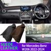 Für Mercedes-Benz C-Klasse W206 2022-2024 Auto Armaturenbrettmatte Schwarz/Braun Armaturenbrettabdeckung Wildleder Leder Armaturenbrettmatte Pad Sonnenschutz Zubehör