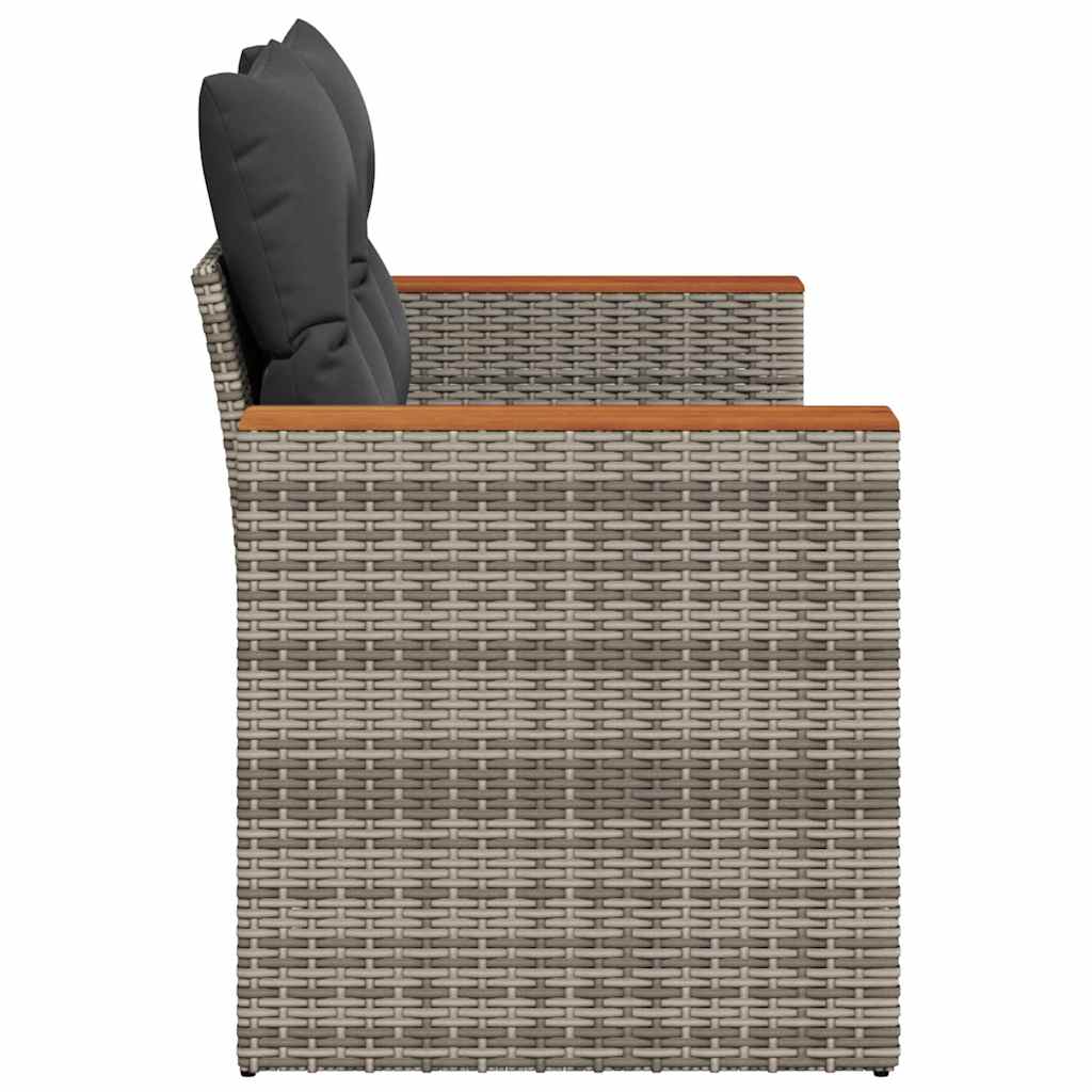 Vidaxl Garden Sofa With Cushions, 2-Seater, Grey, Poly Rattan