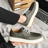 New Brown Casual Shoes Classic Frosted Leather Men Soft Loafers Men Flats Comfortable Driving Shoes Lace Up Loafers Moccasins