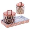Airtight Dry Fruit Container Set With Tray|Plastic Dry Food Storage|500Ml, Set Of 2 (Rose Gold)