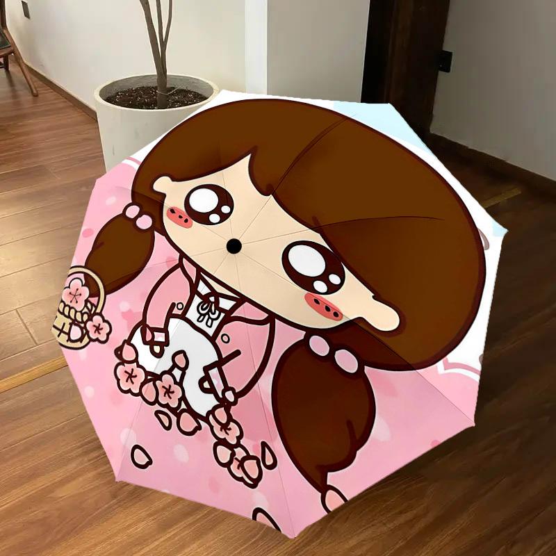 1PC Chibi Sakura Umbrella-8-Rib Reinforced, Automatic Open, Lightweight & Durable, Cute Fashion Accessory for Outdoor-Y0394