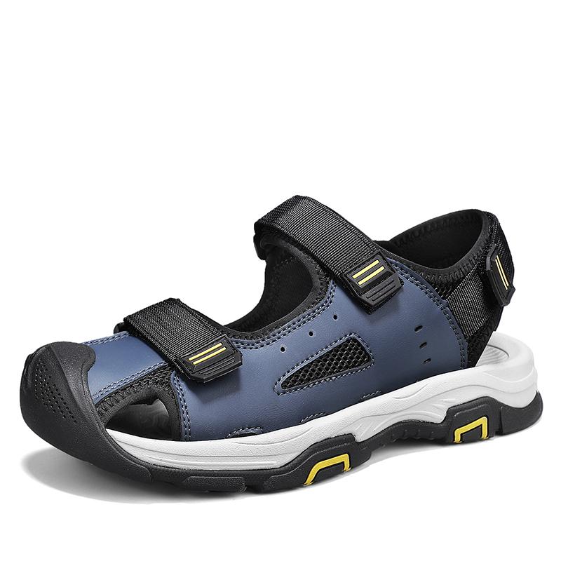 Pánské letní boty z pravé kůže, nové velké velikosti, pánské sandály, módní venkovní, plážové boty s protisrážkovou špičkou, rychleschnoucí, Roma boty