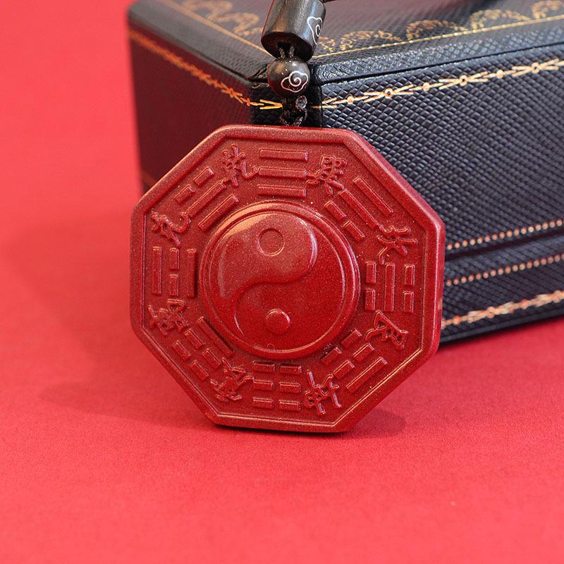 Natural Purple Gold Cinnabar Ba Gua Zodiac Pendant Necklace for Men and Women Size 20251122