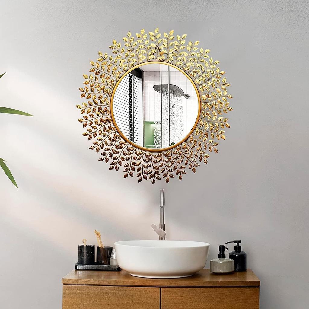Rust Proof & Weather Proof Wall Mirror - Ideal Mirror for Living Room, Bathroom, Bedroom, Foyer | Entryway, Wash Basin Area - Gold  22 Inches 1 Piece