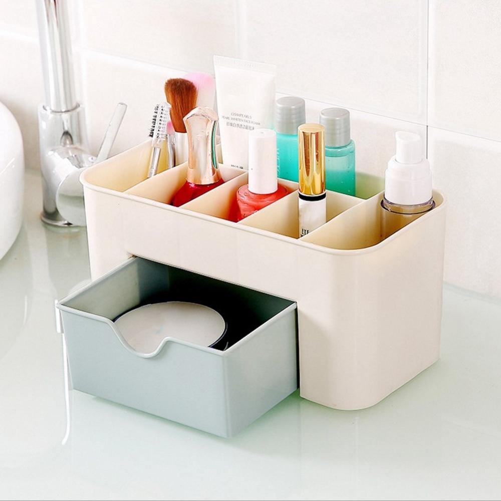 Drawer Design Plastic Desktop Jewelry Makeup Brush Lipstick Storage Container Cosmetic Organizer Box