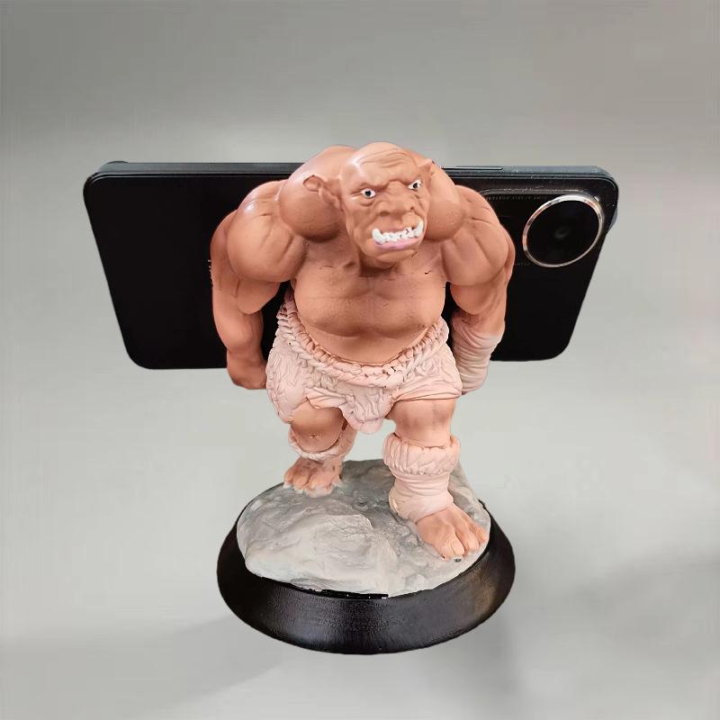 Orcs Figurines For Interior Universal Cell Mobile Phone Stand Holder Modern Resin Monster Human Sculpture Statue Home Decor
