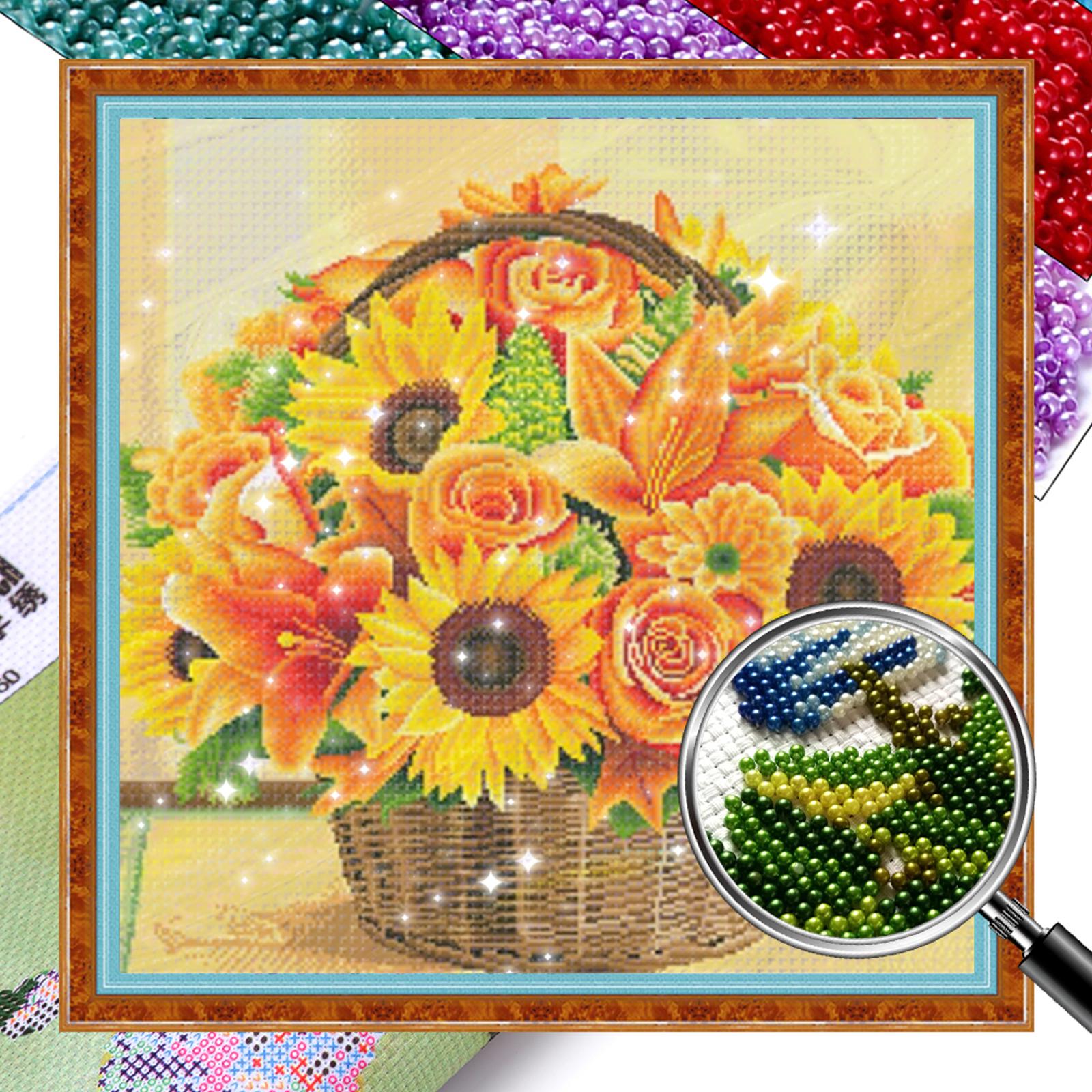 

Full Embroidery Beaded Flower 9CT DIY Beadwork Kit for Living Room Home Decor
