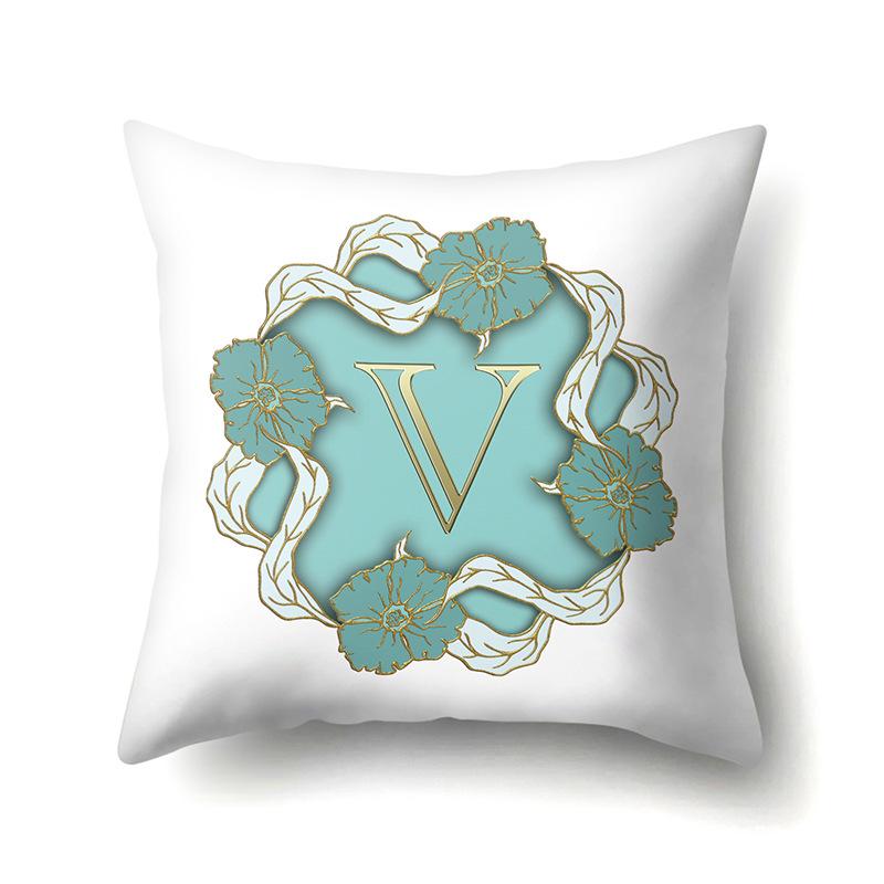 Polyester Pillowcase Home Decoration Gold Printed Pillowcase 26 English Letters Bedside Cushion Cover