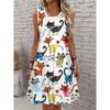 Women's Sleeveless Round Neck A-Line Dress Lions Zebras Elephants Vibrant Animal Print Dresses Y2k Ladies Clothes Woman Clothing