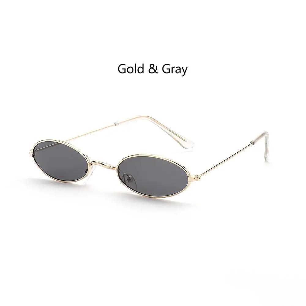Retro Small Frame Oval Sunglasses Vintage Metal Colorful Shades Sun Glasses For Men Women Fashion Brand Design Female Eyeglasses