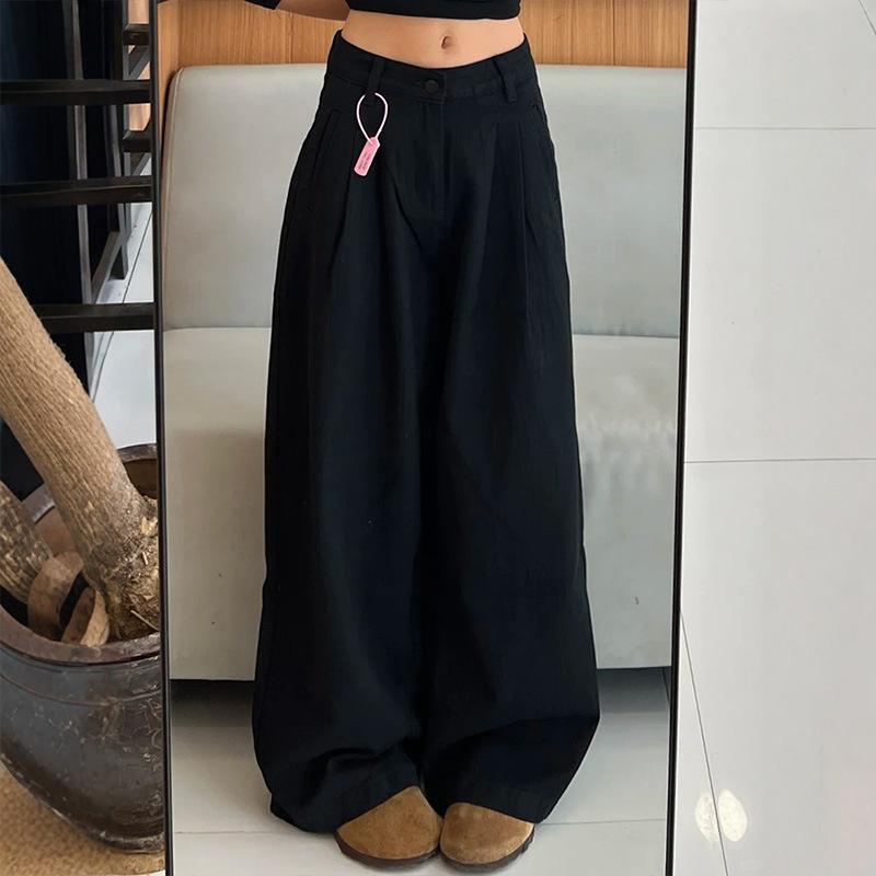 Weitbeinige Jeans mit Plissee-Design Damen Übergröße High Waist Loose Jeans