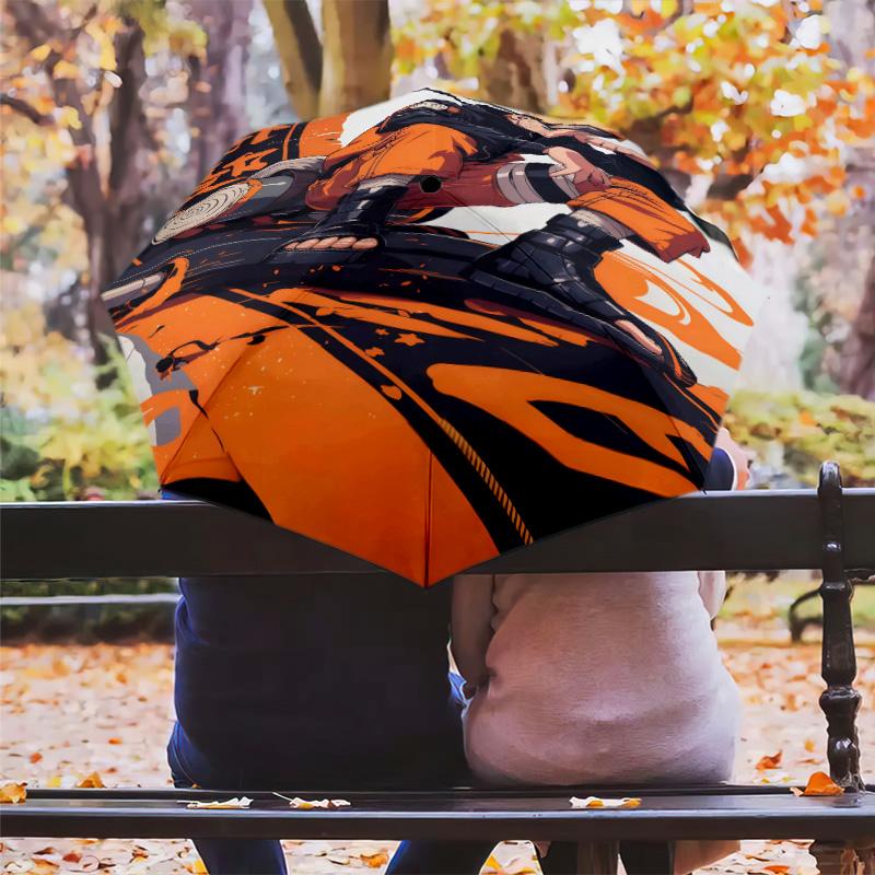 1 PC Automatic Folding Umbrella - Naruto Power Up Pattern Portable Foldable Design With 8 Ribs Christmas Birthday Gifts