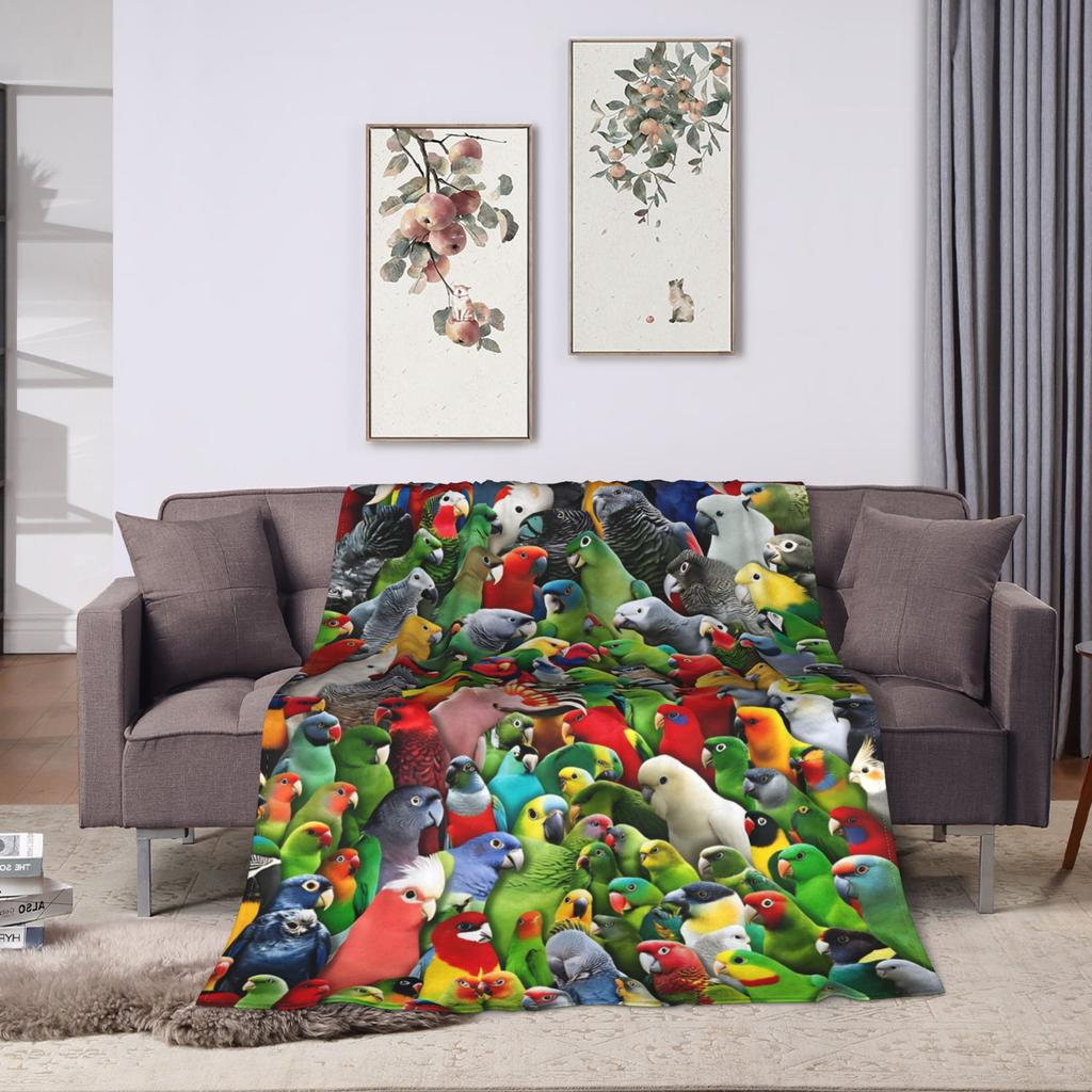 Süße Vögel Papagei Decke Winter Super Weiche Überwurfdecke Für Jungen Mädchen Sofa Zuhause Flanell Tagesdecke Bettbezug