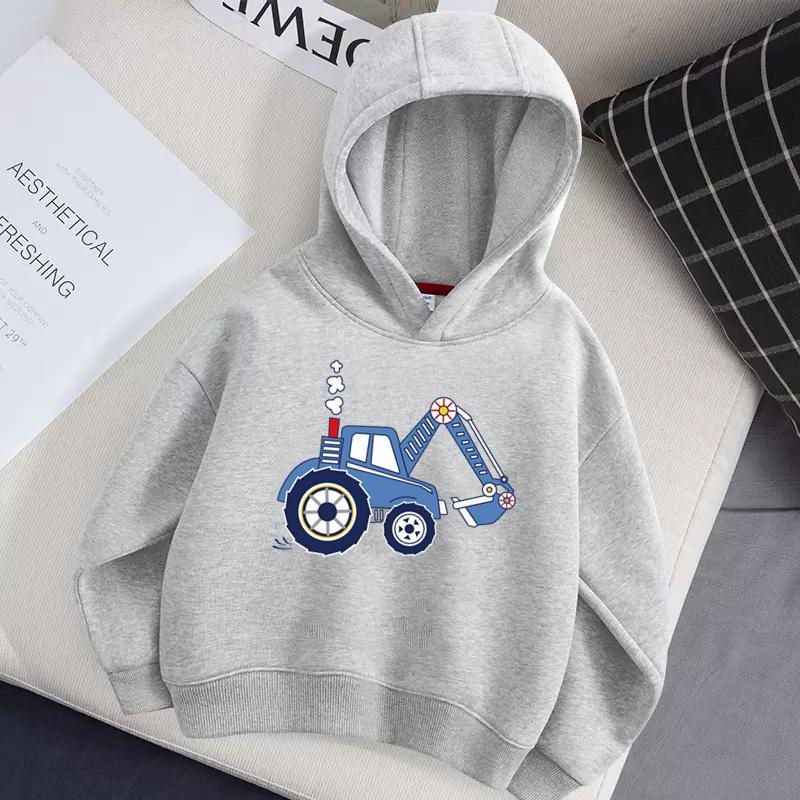 Aimi Lakana Monster Truck Childrens Hoodie Long Sleeve Coat Baby Boy Cartoon Hoodie Casual Pullover