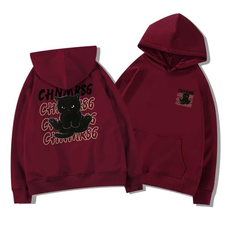 Women Men Hoodies Cat Sweater Men's Hooded Autumn and Winter Loose Tide Brand Letter Printing All-match Couple Jacket