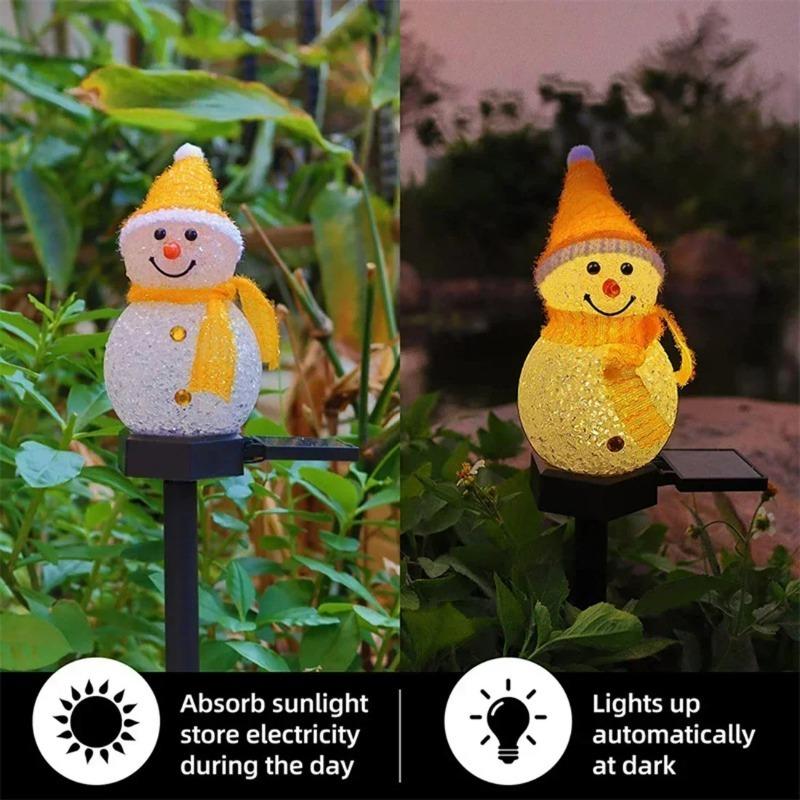 Solar Ground Lights Christmas Snowman Decoration Atmosphere Nightlight Outdoor Garden Garden EVA Rice Grain Snow Man