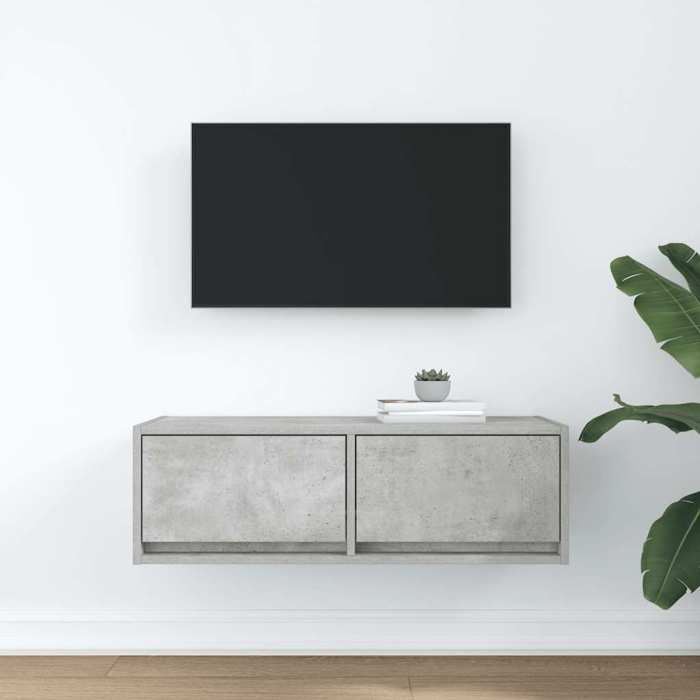 VidaXL Meuble TV gris béton 80x31x25,5 cm bois d'ingénierie, banc TV, meuble hifi, centre de divertissement, buffet TV, 861514