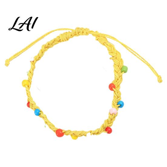 Adjustable Knot Bracelets for Girls Handmade Braided Bracelet Women Bohemian Woven Wrist Rope Durable Cord Daily Wear with Colorful Rice Beads,