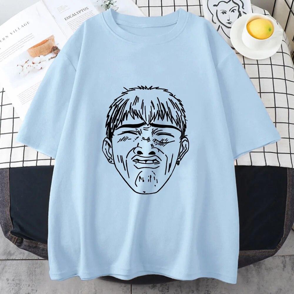 GTO Great Teacher Onizuka T-Shirts Unisex/Frauen 100 % Baumwolle T-Shirts Hübsche ästhetische T-Shirts Strichmännchen Harajuku Bequemes Unisex-T-Shirt