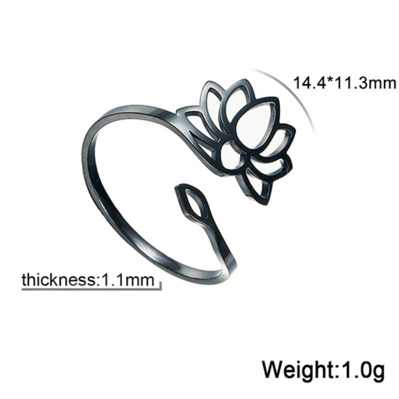 European and American Retro Lotus Ring, Women's Stainless Steel Adjustable Finger, Ring, Jewelry Gift for Lover's Mother