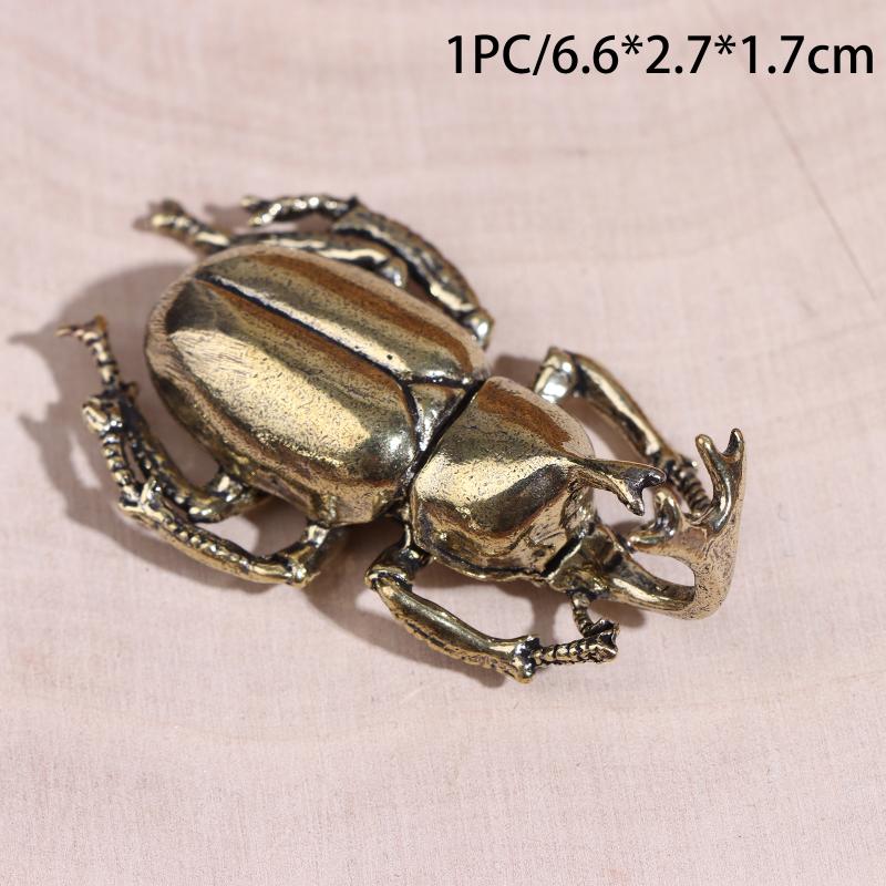 Vintage Brass Beetle Figurine Retro Creative Insect Craft Ornaments Metal Artistic Ornaments Office Home Desktop Decoration
