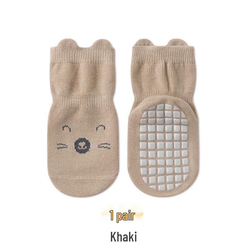 Toddler Anti-slip Mid-calf Floor Socks - Combed Cotton, Breathable, Full Rubber Sole, Autumn Style