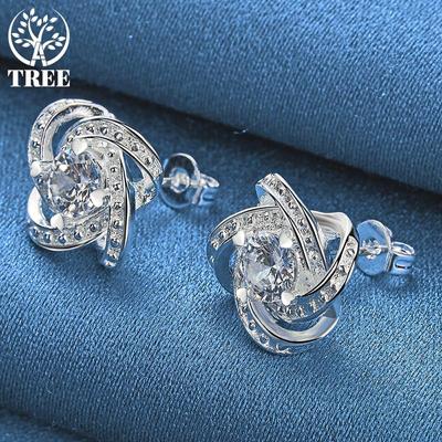 925 Sterling Silver High Quality AAA Zircon Charm Earrings Jewelry