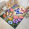 Colorful Butterflies and Floral Paradise Non-slip Rug Suitable for Living Room and Bedroom Sofas