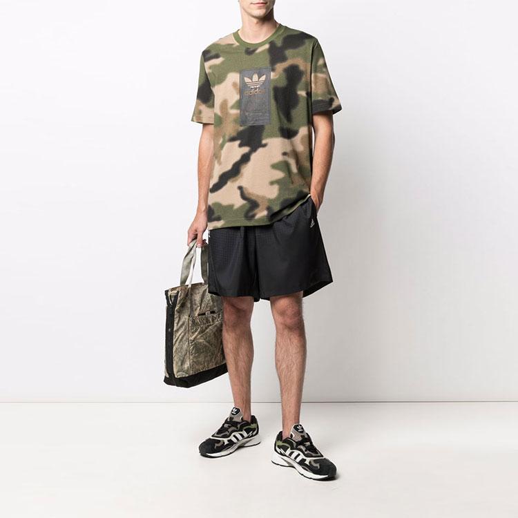 Adidas Ležérní maskáčové sportovní tričko s krátkým rukávem Pánské topy Zelená GN1863