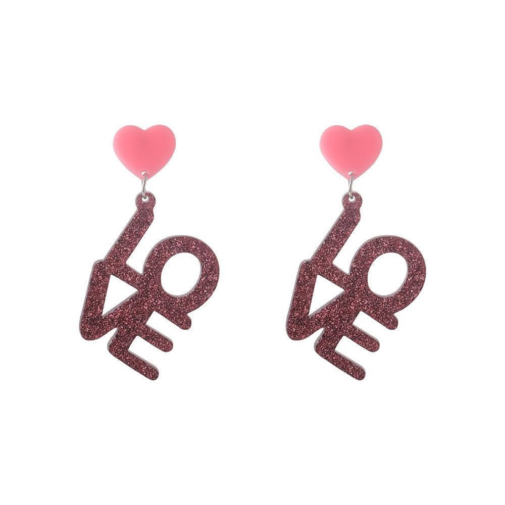 Fully Managed Environmentally Friendly Acrylic Earrings, Fashionable And Romantic Love Love Stud Earrings